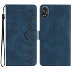For OPPO A38 Seven Butterflies Embossed Leather Phone Case(Blue)