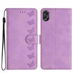 For OPPO A78 Seven Butterflies Embossed Leather Phone Case(Purple)