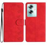 For OPPO A79 5G Seven Butterflies Embossed Leather Phone Case(Red)