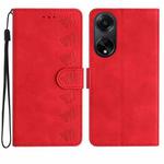 For OPPO A98 5G Seven Butterflies Embossed Leather Phone Case(Red)