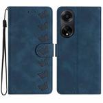 For OPPO A98 5G Seven Butterflies Embossed Leather Phone Case(Blue)