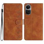 For OPPO Reno10 5G / Reno10 Pro 5G Global Seven Butterflies Embossed Leather Phone Case(Brown)