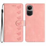 For OPPO Reno10 5G / Reno10 Pro 5G Global Seven Butterflies Embossed Leather Phone Case(Pink)