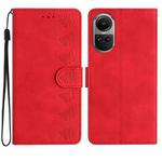 For OPPO Reno10 5G / Reno10 Pro 5G Global Seven Butterflies Embossed Leather Phone Case(Red)