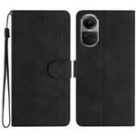 For OPPO Reno10 5G / Reno10 Pro 5G Global Seven Butterflies Embossed Leather Phone Case(Black)