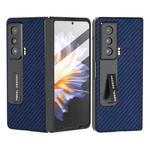 For Honor Magic Vs Carbon Fiber Texture Integrated Protective Phone Case with Holder(Dark Blue)