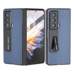 For Honor Magic Vs Carbon Fiber Texture Integrated Protective Phone Case with Holder(Light Blue)