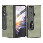 For Honor Magic Vs Carbon Fiber Texture Integrated Protective Phone Case with Holder(Green)