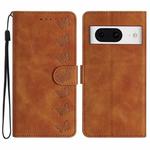 For Google Pixel 8 Seven Butterflies Embossed Leather Phone Case(Brown)