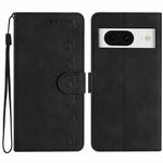For Google Pixel 8 Seven Butterflies Embossed Leather Phone Case(Black)