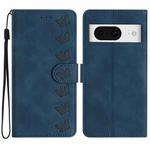 For Google Pixel 8 Seven Butterflies Embossed Leather Phone Case(Blue)