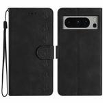 For Google Pixel 8 Pro Seven Butterflies Embossed Leather Phone Case(Black)