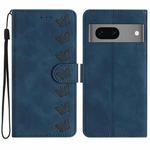 For Google Pixel 7 Seven Butterflies Embossed Leather Phone Case(Blue)