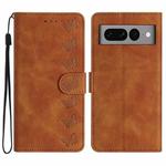 For Google Pixel 7 Pro Seven Butterflies Embossed Leather Phone Case(Brown)