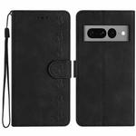 For Google Pixel 7 Pro Seven Butterflies Embossed Leather Phone Case(Black)