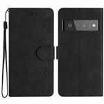 For Google Pixel 6 Pro Seven Butterflies Embossed Leather Phone Case(Black)