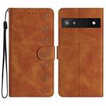 For Google Pixel 6a Seven Butterflies Embossed Leather Phone Case(Brown)