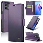 For OPPO Reno8 5G Global CaseMe 023 Butterfly Buckle Litchi Texture RFID Anti-theft Leather Phone Case(Pearly Purple)