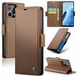 For OPPO Reno7 4G Indonesia/F21 Pro 4G/Reno8 4G CaseMe 023 Butterfly Buckle Litchi Texture RFID Anti-theft Leather Phone Case(Brown)