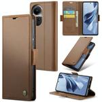For OPPO Reno10 5G Global／Reno10 Pro Global CaseMe 023 Butterfly Buckle Litchi Texture RFID Anti-theft Leather Phone Case(Brown)