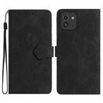 For Samsung Galaxy A03 164 Flower Embossing Pattern Leather Phone Case(Black)