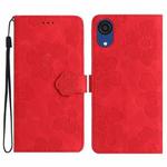 For Samsung Galaxy A03 Core Flower Embossing Pattern Leather Phone Case(Red)