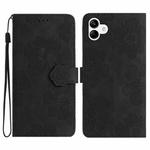 For Samsung Galaxy A04 Flower Embossing Pattern Leather Phone Case(Black)