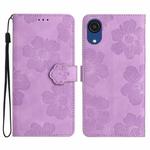 For Samsung Galaxy A04 Core Flower Embossing Pattern Leather Phone Case(Purple)