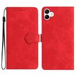 For Samsung Galaxy A04e Flower Embossing Pattern Leather Phone Case(Red)