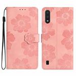 For Samsung Galaxy A10 / M10 Flower Embossing Pattern Leather Phone Case(Pink)