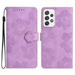 For Samsung Galaxy A53 5G Flower Embossing Pattern Leather Phone Case(Purple)