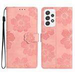 For Samsung Galaxy A72 5G Flower Embossing Pattern Leather Phone Case(Pink)