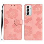 For Samsung Galaxy M23 Flower Embossing Pattern Leather Phone Case(Pink)