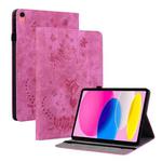 For iPad 10th Gen 10.9 2022 Butterfly Rose Embossed Leather Tablet Case(Rose Red)