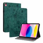 For iPad 10th Gen 10.9 2022 Butterfly Rose Embossed Leather Tablet Case(Green)