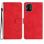 For Tecno Spark Go 2023 Seven Butterflies Embossed Leather Phone Case(Red)