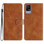 For TCL 405 / 406 / 408 Seven Butterflies Embossed Leather Phone Case(Brown)