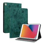 For iPad 10.2 2021 / Air 10.5 2019 Butterfly Rose Embossed Leather Smart Tablet Case(Green)