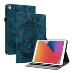 For iPad 10.2 2021 / Air 10.5 2019 Butterfly Rose Embossed Leather Smart Tablet Case(Dark Blue)