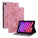 For iPad mini 6 Butterfly Rose Embossed Leather Smart Tablet Case(Pink)