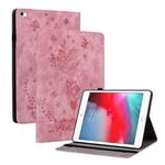 For iPad mini 5 / 4 / 3 / 2 / 1 Butterfly Rose Embossed Leather Smart Tablet Case(Pink)