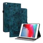 For iPad mini 5 / 4 / 3 / 2 / 1 Butterfly Rose Embossed Leather Smart Tablet Case(Dark Blue)