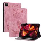 For iPad Pro 11 2021 / Air 4 2020 Butterfly Rose Embossed Leather Smart Tablet Case(Pink)