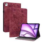 For iPad Air 11 2024 Butterfly Rose Embossed Leather Smart Tablet Case(Red)