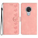 For Nokia 6.2 / 7.2 Seven Butterflies Embossed Leather Phone Case(Pink)