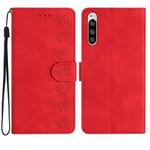 For Sony Xperia 5 Seven Butterflies Embossed Leather Phone Case(Red)