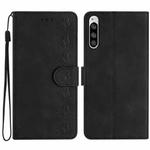 For Sony Xperia 5 Seven Butterflies Embossed Leather Phone Case(Black)