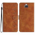 For Sony Xperia 10 Seven Butterflies Embossed Leather Phone Case(Brown)