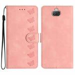 For Sony Xperia 10 Seven Butterflies Embossed Leather Phone Case(Pink)