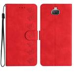 For Sony Xperia 10 Seven Butterflies Embossed Leather Phone Case(Red)